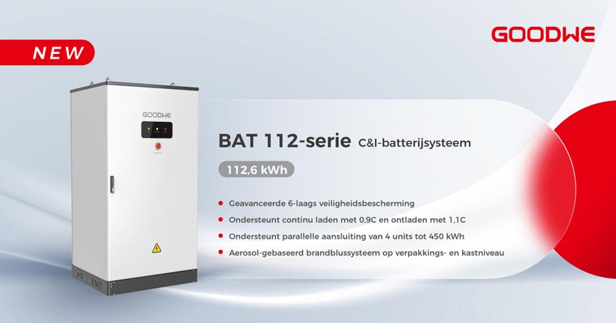 GoodWe lanceert schaalbare C&I batterijopslag met een continue ontlaadsnelheid van 1,1C en een capaciteit van 112 kWh