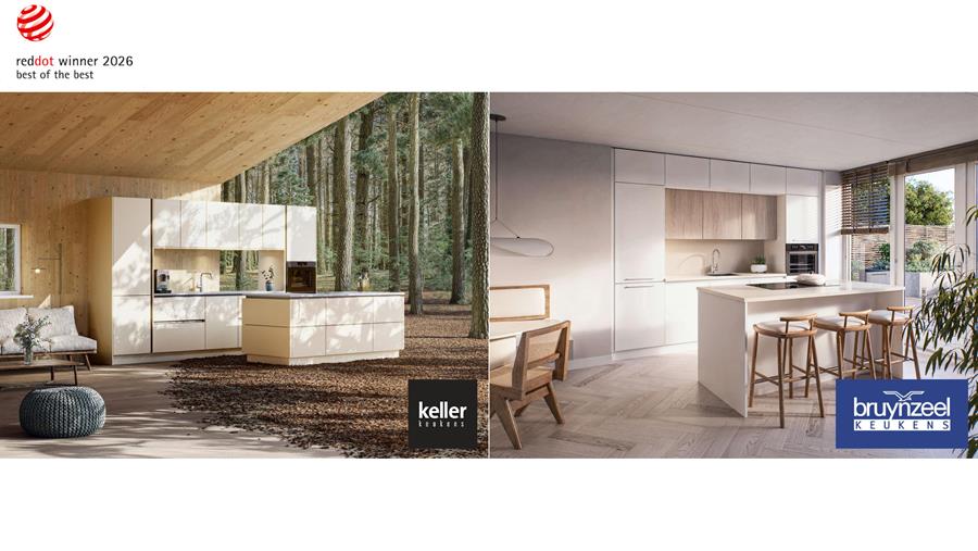 Bruynzeel et Keller remportent deux Red Dot Awards 2026 pour leurs cuisines à base de matériaux biosourcés